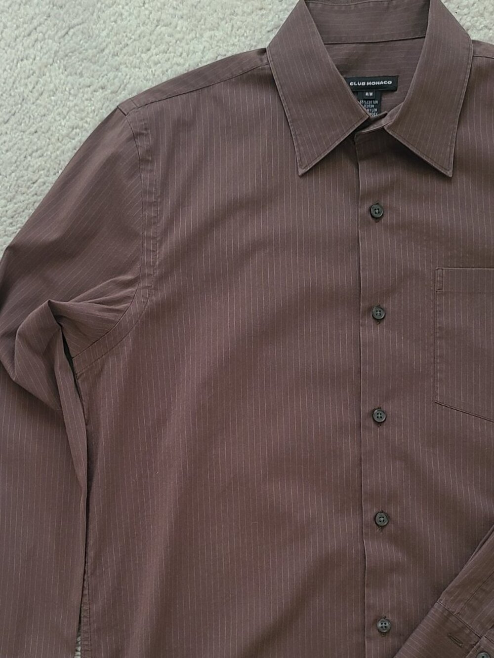 Club Monaco Men's Brown Stretch Cotton-Blend Long-Sleeve Button Up Shirt - Sz M - Picture 2 of 9